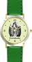 Shih Tzu (SC) Dog - WATCHBUDDY� DESIGNER DELUXE TWO-TONE THEME WATCH - Arabic Numbers-EMERALD ISLE STYLE - Light Green Dial with Green Leather Strap-Size-Large ( Men's Size or Jumbo Women's Size )