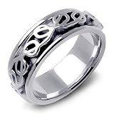 NUADA 14K White Gold Celtic Ribbon Pattern Wedding Band Ring