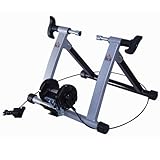 Homcom Deluxe Indoor Bicycle Turbo Magnetic Trainer with Fitness 5 Level Resistance - Silver, 26 - 27 Inch