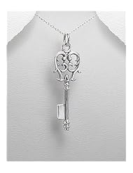 Key Pendant Necklace In 92.5 Sterling Silver