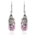 Sterling Silver Marcasite & Pink Glass Teardrop Earrings