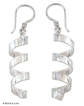 Earrings, 'Corkscrew' 0.4" W 2.4" L