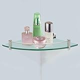 VDOMUS Bathroom Shelves Storage Brackets Bath Glass Corner Shelf Wall Mounted