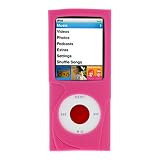Premium Kroo Magenta Silicone Skin Case + Premium Reusable LCD Screen Protector + Rapid Car charger + Home Travel Charger + USB Data Cablefor Apple iPod nano 8GB 16Gb Chromatic 4th Generation