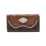 American West Round-Up Collection Hand Crafted Ladies Tri Fold Wallet by American West