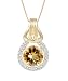 10k Yellow Gold Round Citrine and Diamond Pendant Necklace (.03 cttw, I Color, I2 Clarity), 18"