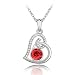 Blue Chip Unlimited - Ruby Red Crystal Heart Pendant with 18in 18k White RGP Chain Elegant Gem Fashion Jewelry Necklace