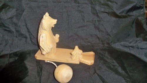 Artist Created Weight-Lifting Bear Wooden NEW!