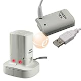Dual Battery Charging Station + Replacement Battery w/ USB Cable for Microsoft xBox 360 / Xbox 360 S