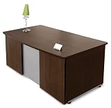 OFM 55145-MAPLE & SILVER Milano Executive Desk 36 x 72 Inches - Maple and Silver