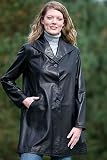 Women's Leather Coat with Shawl Collar