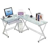 Glass L Shaped Computer Desk by Techni Mobili