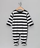 Leveret "Velour Striped Coverall Rompers" Footed One Piece (Size 3-18 Months) (18 Months, Black & White)