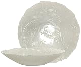 Bottom Painted Glass Floral Design Silver Large Bowl 13" D, 4" H