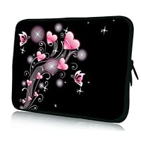 15 Inch Floating Pink Sweet Heart DOUBLE Sided Print Design Black Notebook Laptop Sleeve Carrying Case Cover Slipcase Bag for Macbook Pro Vaio Acer Asus Dell HP Sony Toshiba