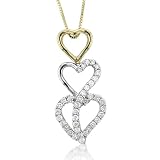 14k White and Yellow Gold Heart Diamond Pendant Necklace (GH, I1-I2, 0.46 carat)