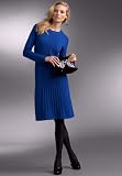 Chadwicks Pleated Trapeze Dress (DARK RED,XL)