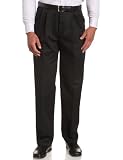 Haggar Mens Work To Weekend Expandable Waist Pleated Twill Pant,Black,36x30