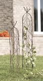 Rustic Brown Metal Twig Obelisk Trellises (Set of 2)