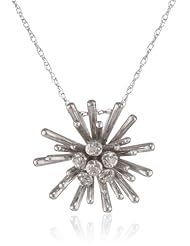 10k White Gold Starburst Pendant (.03 cttw, I-J Color, I2-I3 Clarity)