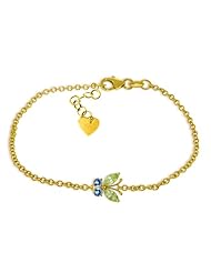 14k Yellow Gold Peridot and Blue Topaz Butterfly Bracelet