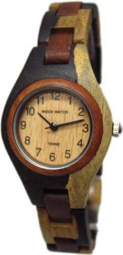 Tense Womens Natural Multicolored Round Wood Hypo-allergenic Watch L7509IDM