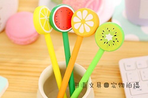 4 Pcs Cute Plastic Watermelon Orange Tangerine Gel Pen For Kids Novelty Gift Korean Stationery - Office and Student Stationery