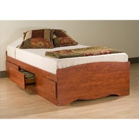 Monterey Captain's Platform Twin Bed In Cherry Finish By Prepac Furniture