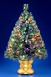 National Tree Company SZE7-135-48 48 Inch Fiber Optic InchEvergreen Inch Tree with Gold Column Base and 100 Velvet frost Multi Lights - Multi Wheel