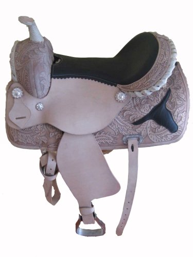 15 16 17 Western Steer Head Hand Carved Saddle Set