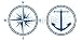 Wallmonkeys Peel and Stick Wall Decals - Compass and Anchor in Blue Tones, Vector Mode - Removable Graphic
