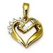 14K Yellow Gold Heart Diamond Pendant w/16 inches necklace