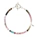Mulit-Colored Tourmaline Gemstone Bead Toggle Bracelet with Sterling Silver Pendulum Charm, 7" Length, #7525