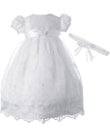 Lauren Madison Baby-Girls Newborn Satin Floral Embroidered Dress Gown Outfit