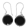 Sterling Silver Black Onyx Earrings - Size: 20mm