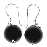 Sterling Silver Black Onyx Earrings - Size: 20mm