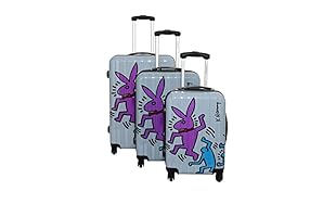 Keith Haring Set de 3 trolleys rígidos (Plata)