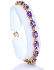 14K Yellow Gold Amethyst/Diamond Bracelet
