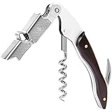 Corkscrew Set, X-Chef Stainless Steel Foldout Corkscrew with Blade Double-hinged Wing Corkscrew and Foil Cutter