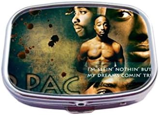 2pac Fashion Image Custom Unique Pill Case Medicine Tablet Holder two compartment Pillbox