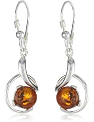 Sterling Silver Honey Amber Round Earrings