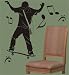 Large--Easy instant decoration wall sticker wall mural Sport skateboard skee board-skateboard player Music