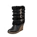Charm Foot Fashion Faux-fur Womens Platform Wedge Heel High Top Snow Boots