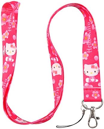 White & Colorful Rainbow Cat Bear Keychain Key Chain Lanyard Straps with Mini Silver Steel Spring Clips (MCL-125)