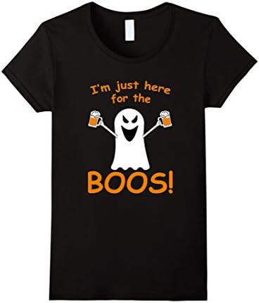 Women's I'm Just Here for the Boos Booze funny halloween tshirt Medium Black