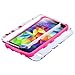 Asmyna TUFF Hybrid Phone Protector Cover for Samsung Galaxy S5 - Retail Packaging - Spring Flowers/Electric Pink