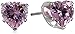 Amazon Collection Sterling Silver Pink Cubic Zirconia Heart Stud Earrings
