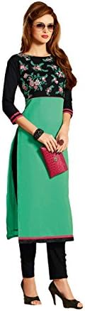 Surat Tex Green Color Cotton Designer wear Embroidered Kurti-F261KI4203KEL