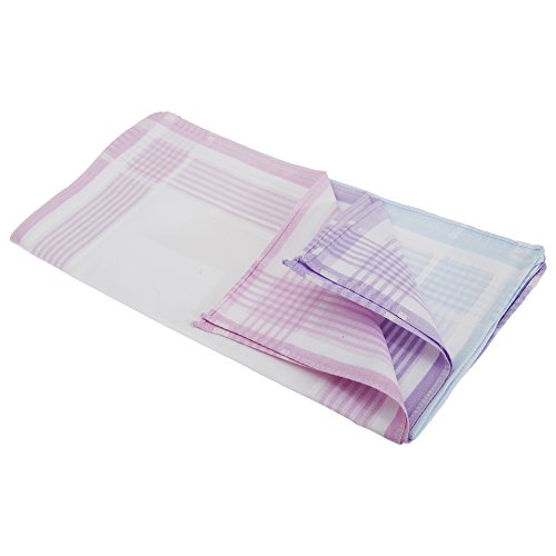 Womens/Ladies 100% Cotton Handkerchiefs With Color Stripe Border (Pack Of 6)