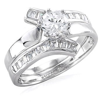 Womens Sterling Silver 1.83 carat Russian Ice on Fire Diamond CZ Contemporary Flared Bypass 2 Piece Bridal Wedding Ring Set, sz 8.5 (avail. sizes 5 to 9) Womens Sterling Silver 1.83 carat Russian Ice on Fire Diamond CZ Contemporary Flared Bypass 2 Piece Bridal Wedding Ring Set, sz 8.5 (avail. sizes 5 to 9)